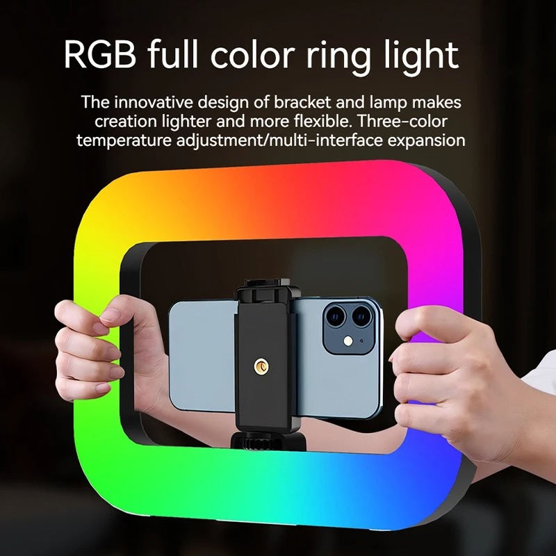 Photography Lighting Handheld - Przenośna lampa pierścieniowa RGB do telefonu